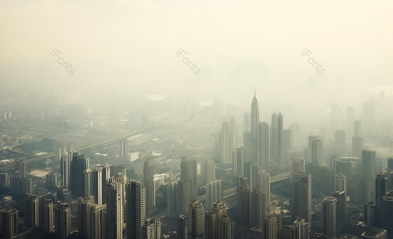 俯拍有雾气的建筑风光高楼大厦,高清,摄影图,摄影图片,图片大全,摄影图免费下载